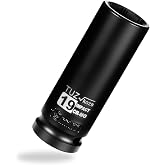 TUZkozs 1/2 Inch Drive 19mm Deep Metric 6 Point CR-MO Impact Socket | Radius Corner Design,Square Chamfered Opening,Axle Nut Impact Grade Socket for Easy Removal