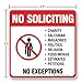 (4 Pack) No Soliciting Sign Sticker, 5.5 in L x 5.5 in W 4 Mil Sleek Vinyl Decal Stickers, Weather Resistant Long Lasting UV Protected and Waterproof Made in USA