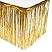GIFTEXPRESS 2 Pack Gold Metallic Foil Fringe Table Skirt/Tinsel Foil Table Skirt/Party Table Skirt (Gold, 2-pack)
