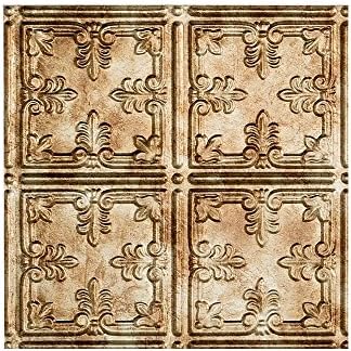 FASÄDETraditional Style/Pattern 10 Decorative Vinyl Glue Up Ceiling Panel in Bermuda Bronze (12X12 Inch Sample)