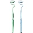 Yesimla 2PCS S-Shaped Toothbrush,Scientific Vertical Brush Comprehensive Care for Teeth and Gums,Soft Bristle Toothbrushes Deeply Clean Tongue and Teeth for Adult (Adults(Green+Blue))