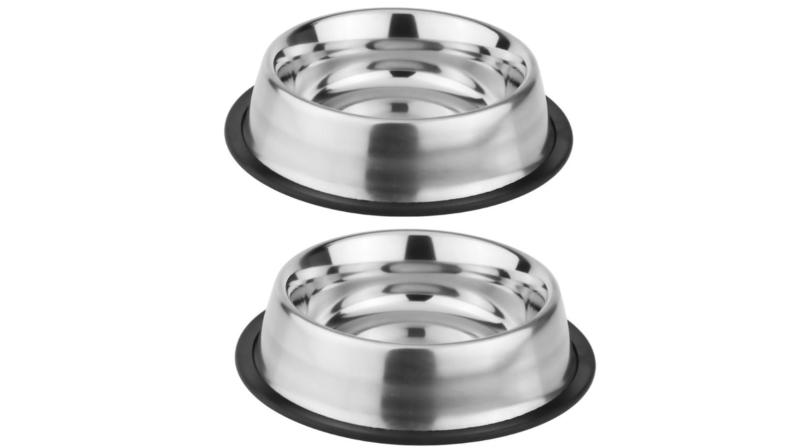 Photo 1 of 2 Pcs Anti-Skid Stainless Steel Pet Bowls for Small Dogs, Puppies & Cats (16 fl oz) Water & Food Bowl
