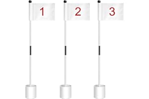 Hungdao 3 Set Golf Flagstick Mini Putting Green Flag for Yard Golf Pin Hole Cup and Flag Set Portable Practice Putting Green Flagsticks for Driving Range Backyard Gift Idea (Stylish,Mixed)