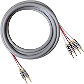 Blue Jeans Cable Canare 4S11 Speaker Cable, with Ultrasonically-Welded Bi-Wire Terminations (One Cable - for one Speaker); Assembled in The USA (8 Foot, Grey, Two Bananas to Four Bananas)