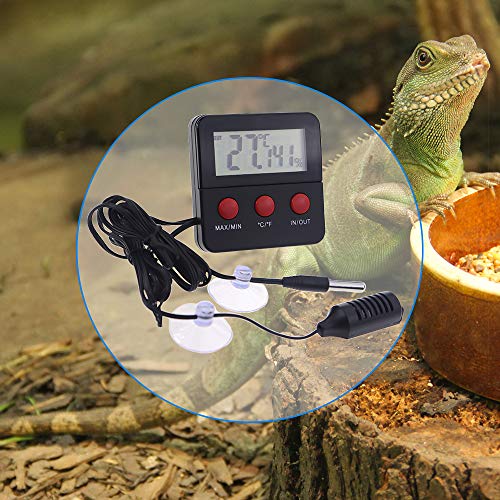 Digital Reptile Thermometer and Humidity Gauge Remote Probes