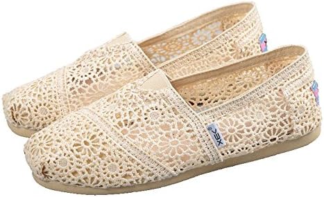 XEK Women's Canvas Shoe Slip on Sneaker Flat Hollow Breathablet