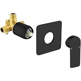 Shower Valves Wall Mount Shower Faucet Rough-In Valve Bathroom Trim Kit Single Handle Tub Shower Valve Mixer Matte Black