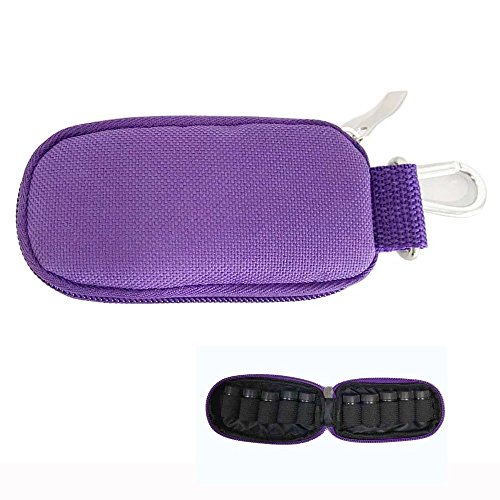 Keychain Essential Oil Carrying Case Holds 10 Bottles 2ml&3ml for Travel or Home Storage Shockproof Padded Thick Foam Inside with Six Colors(Purple)