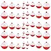 Coopay Fishing Bobbers 30Pcs-50Pcs/Lot Hard ABS Fishing Floats Set Snap on Float Red/White Bobbers Push Button Round Buoy Floats Fishing Tackle Accessories (0.5+1+1.25+1.5+2=50pcs)