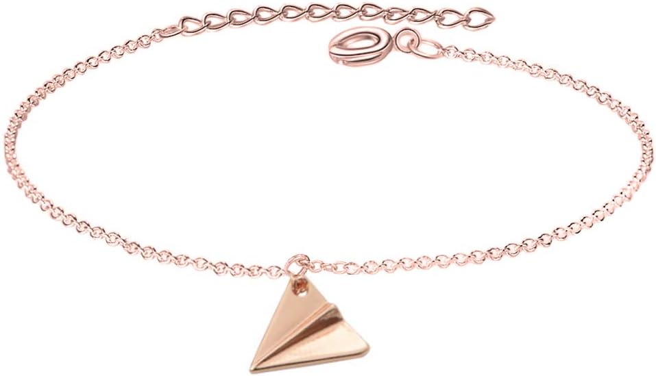 Delicate Tiny Airplane Pendant Necklace - Simple Long Chain Paper Plane Necklace for Women Girls