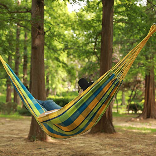 INNO STAGE HappyPicnic Doppel brasilianische breite Hängematte Baumwollstoff Reise Camping Hängematte mit 2 Personen für… – Bild 3