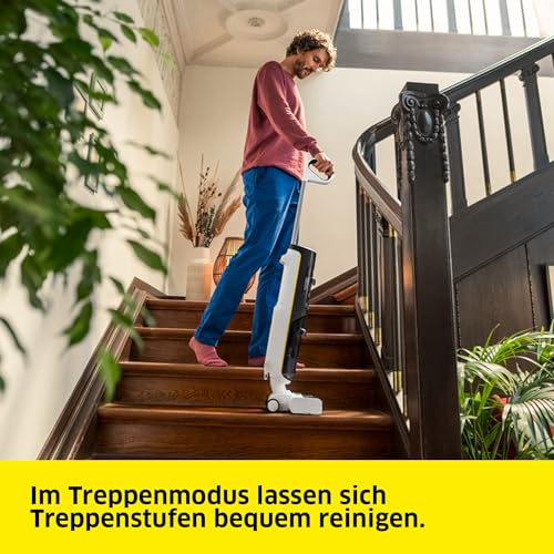 Saugwischer FCV 4, kabelloser Saugwischer mit 4 Reinigungsmodi, Akkulaufzeit: ca. 45 min, Flächenleistung pro Akkuladung: ca. 200 m², Weiß/Schwarz