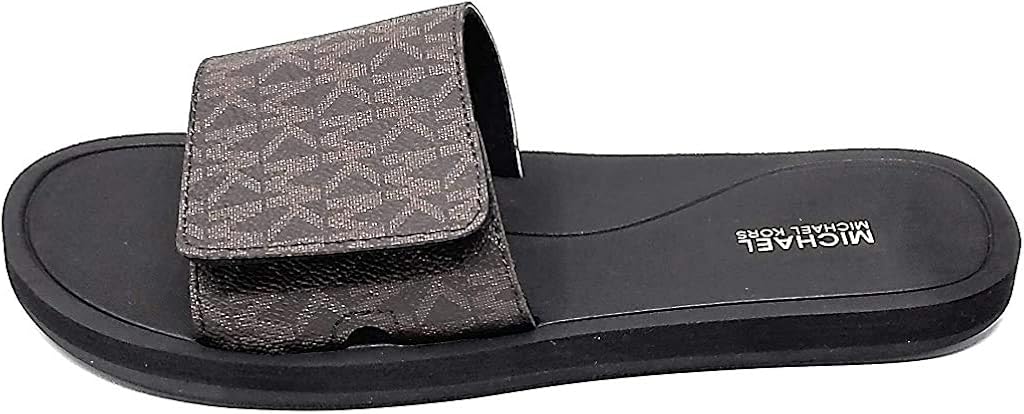  | Michael Kors Wade Slide Sandals, Mini Mk, PVC, Brown | Slides