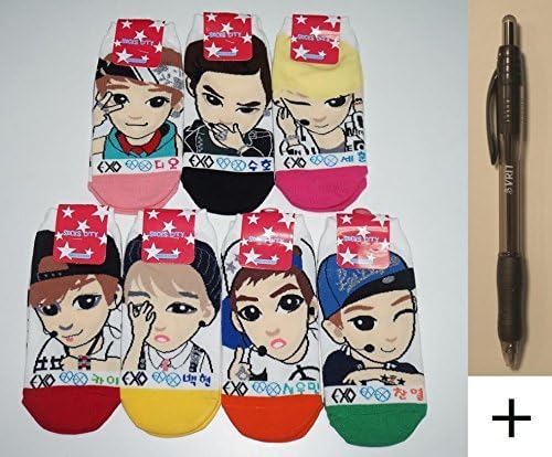 Vrit Women KPOP EXO Member Socks 7-Pack (Made in korea) + Vrit Ballpoint Pen