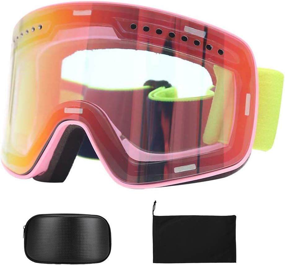 RORASA Ski Snowboard Goggles Over Glasses Snow Goggles for Men Women Youth UV Protection Anti Fog Snow Goggles Dual Lens Goggles for Cycling Climbing