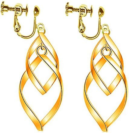 Clip On Earrings Hollow Leaf Earrings Dangle No Piercing Gold Plated Proms