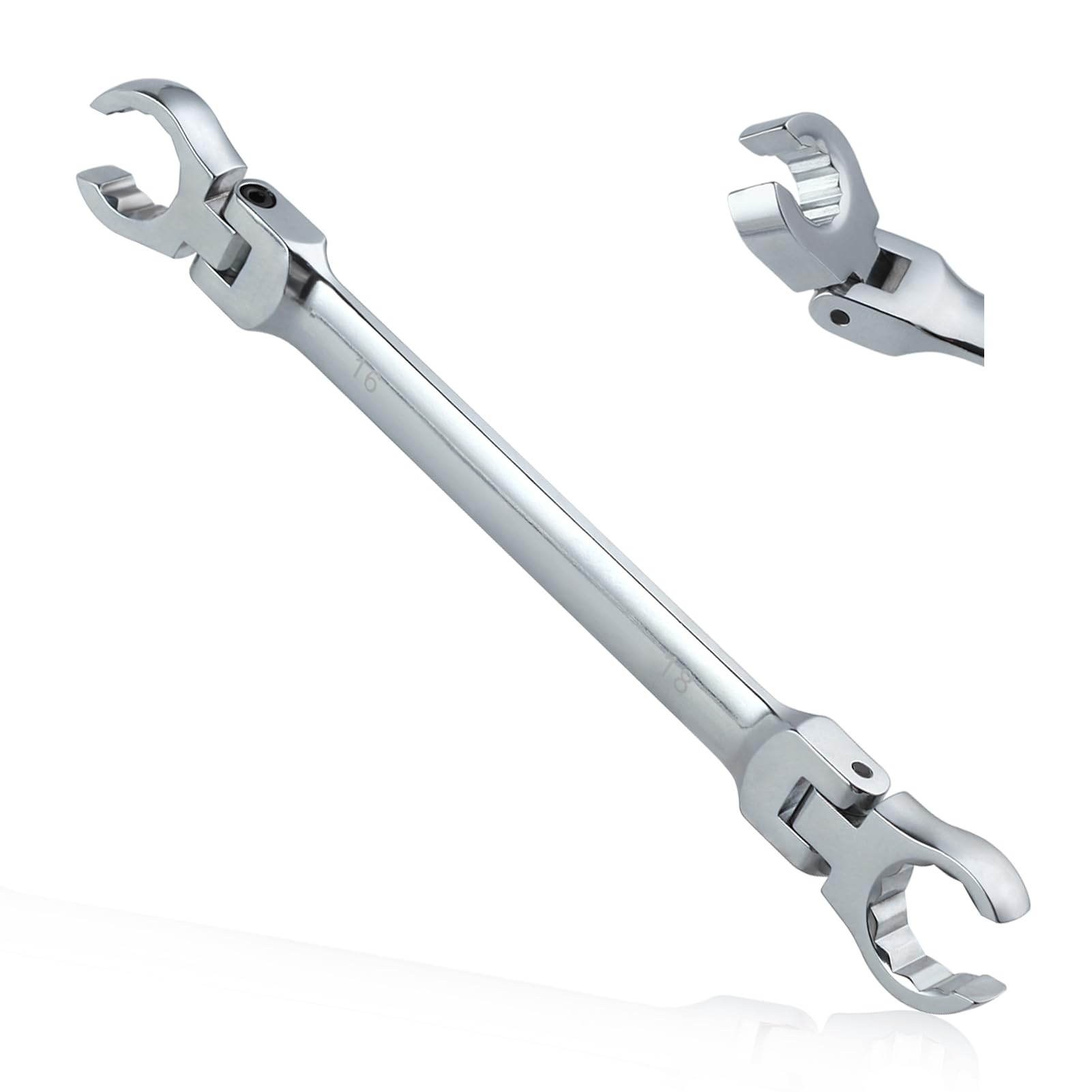 GOLD DEER Flex Head Flare Nut Wrench 16 * 18mm Metric Flare Tool Double Flexible Flare Nut Line Wrench Flare Tool Flex Tools 40Cr for Automotive Repairs Plumbing Repairs