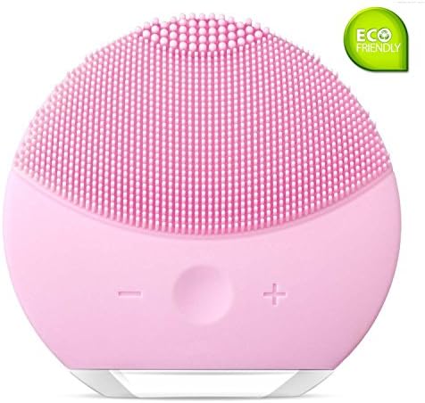 Facial Cleansing Brush - Silicone Vibrating Waterproof Rechargeable Facial Cleanser and Massager, Deep Exfoliator and Reduce Acne, Multifunctional Anti-Aging Skin Device (Pink)