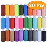 Paxcoo 30 Assorted Color Polyester Sewing Thread Spools 250 Yards Each