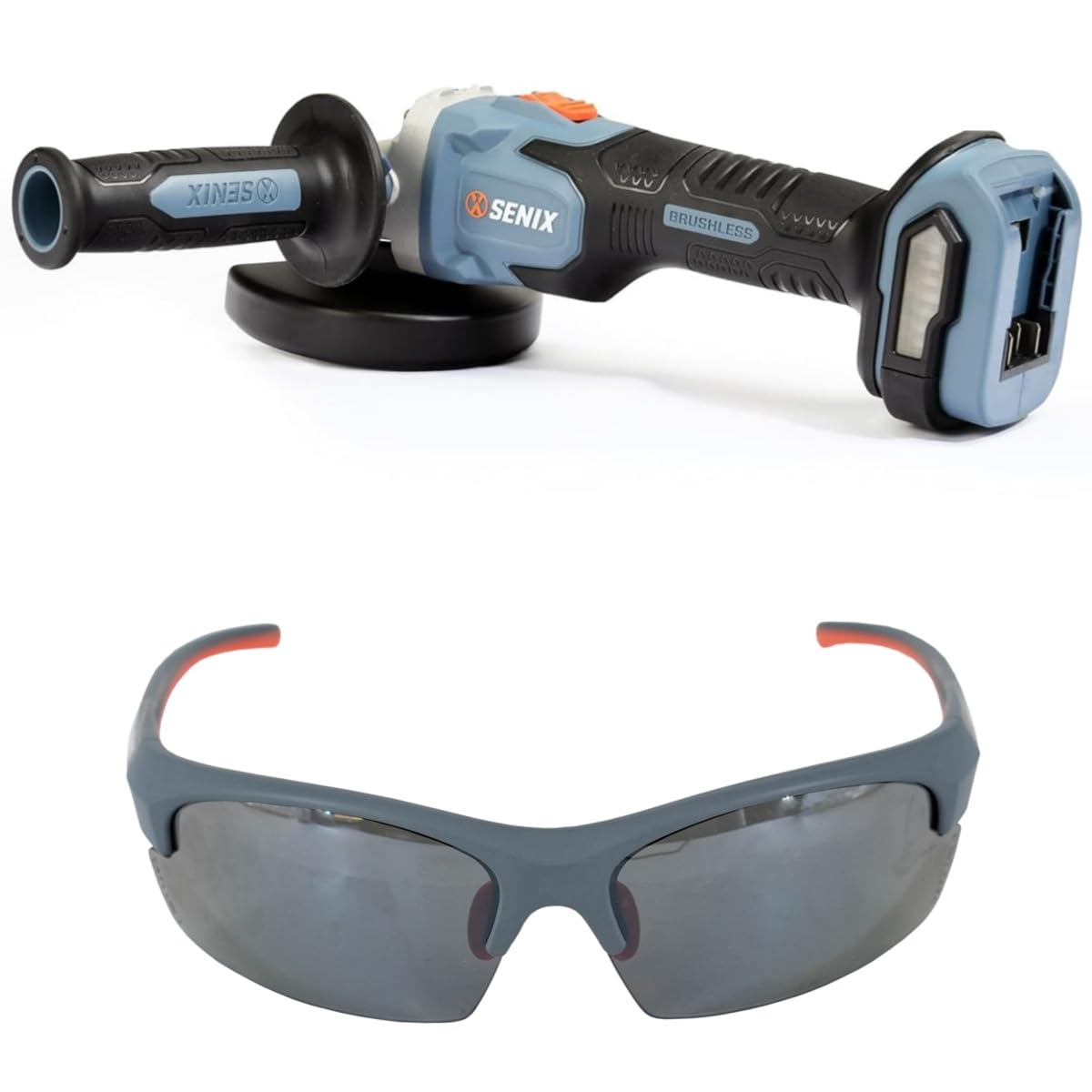 Photo 1 of SENIX PAX2115-M2-0 X2 20 Volt Max* 4-1/2-Inch Brushless Angle Grinder Tool, 8500 RPM Max, 3-Position Auxiliary Handle, Spring-Loaded Safety Slide Switch, Tool Only, Battery Not Included