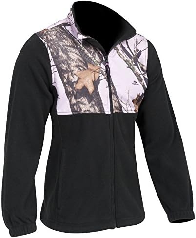 Mossy Oak Pink Snow Camo &amp; Black Fleece Jacket, Womens S-XXL (X-Large)