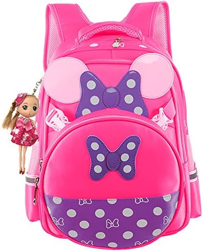 Cute Bow Girls Backpack Waterproof Kids School Bags for Primary Students Pink