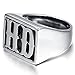 UNAPHYO Jewelry Men's Stainless Steel Letters HD Motor Biker Ring, Silver Size 9