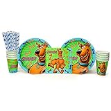 Scooby Doo Party Supplies Pack for 16 Guests: Straws, Dinner Plates, Luncheon Napkins, and Cups