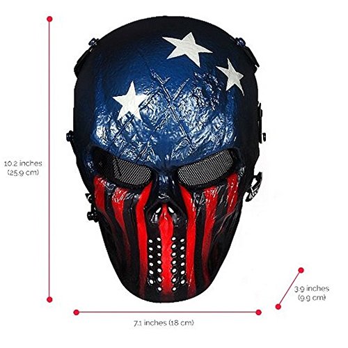 image for WalkingMan Skull Cool Full Face Airsoft Masks for Adults Metal Mesh Ey