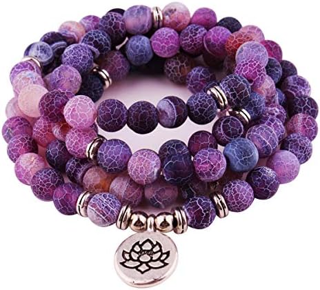 GVUSMIL 8mm 108 Mala Beads Wrap Bracelet Necklace for Yoga Charm
