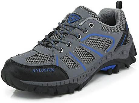 Men's walking sneakers travel casual comfortable leather lightweight fashion breathable running outdoor athletic hiking gray mesh ventilator shoes (8, Gray)