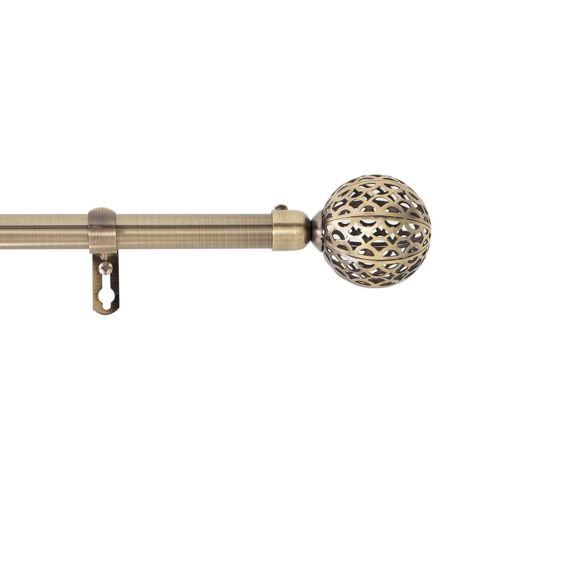 Douceur d'Intérieur, Globa Brass Plated Extendable Curtain Rod Complete Kit (120 to 210 cm)