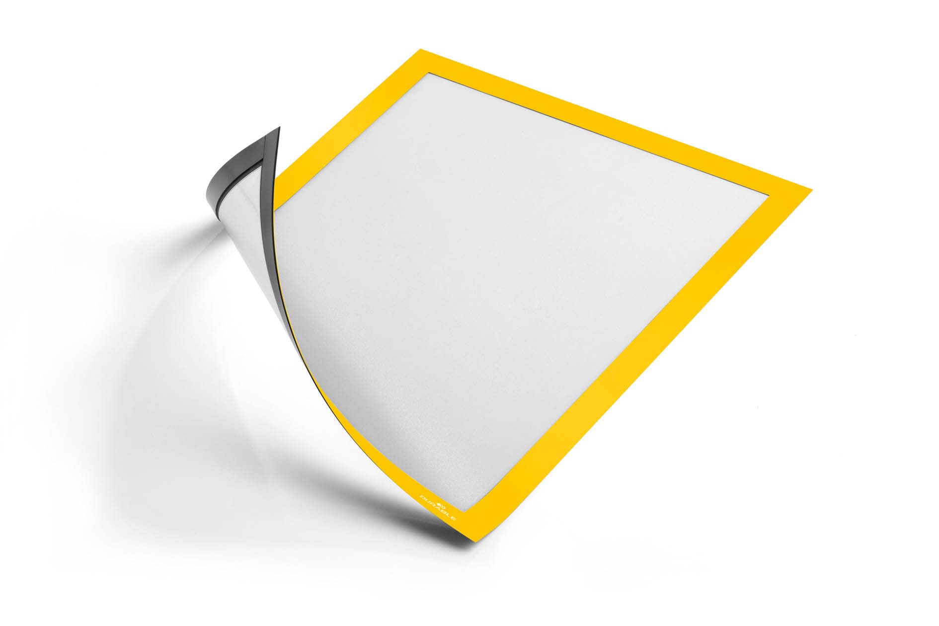 Durable DURAFRAME Magnetic Frame A4 Yellow - Poster Hangers for Professional Internal Signage - Magnetic Attachment - Pack of 5