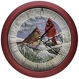 Mark Feldstein & Associates Wild Wings Winter Light Marc Hanson Winter Clock, 8", Red