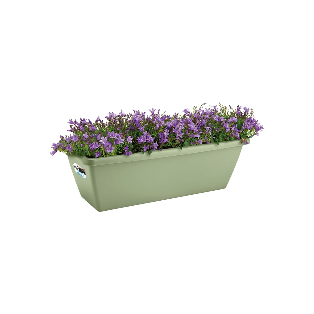 elho Barcelona Trough 40 - Plastic Planter for Balcony & Outdoor - 40cm x H 16.0 cm, 8 liter volume, Pistachio Green