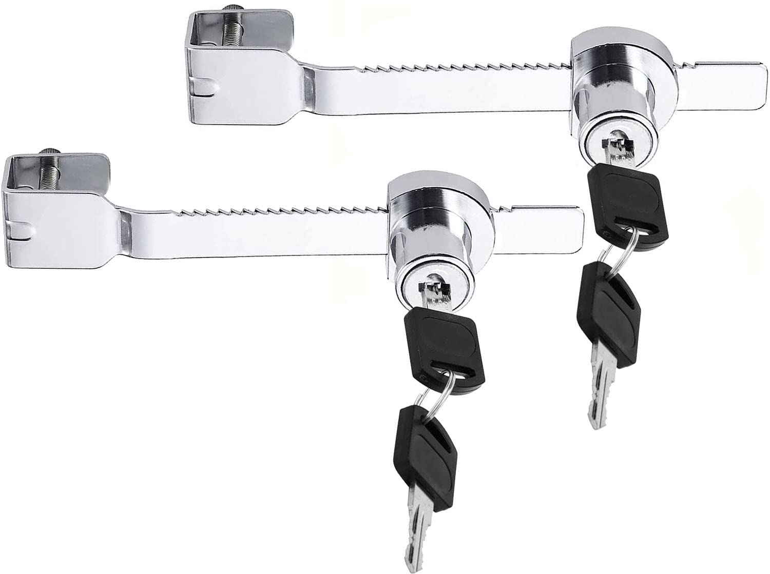 Litensh 2PCS Reptile Vivarium Terrarium Lock with Key, Sliding Blade Glass Door Lock Security Ratchet Saw Lock for Showcase Display Cabinet