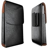 iPhone X Belt Case, Apple iPhone X Case with Belt Clip, Swivel Belt Clip Leather Pouch Cell Phone Holster Holder for iPhone X, Fits iPhone X with Thin Protective Cover on - Black