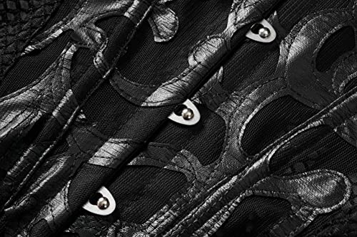 Women\'s Corset Breathable Vintage Steel Boned Underbust Waist Training Bustier Lingerie Bodyshaper Top with Necklace (XL)