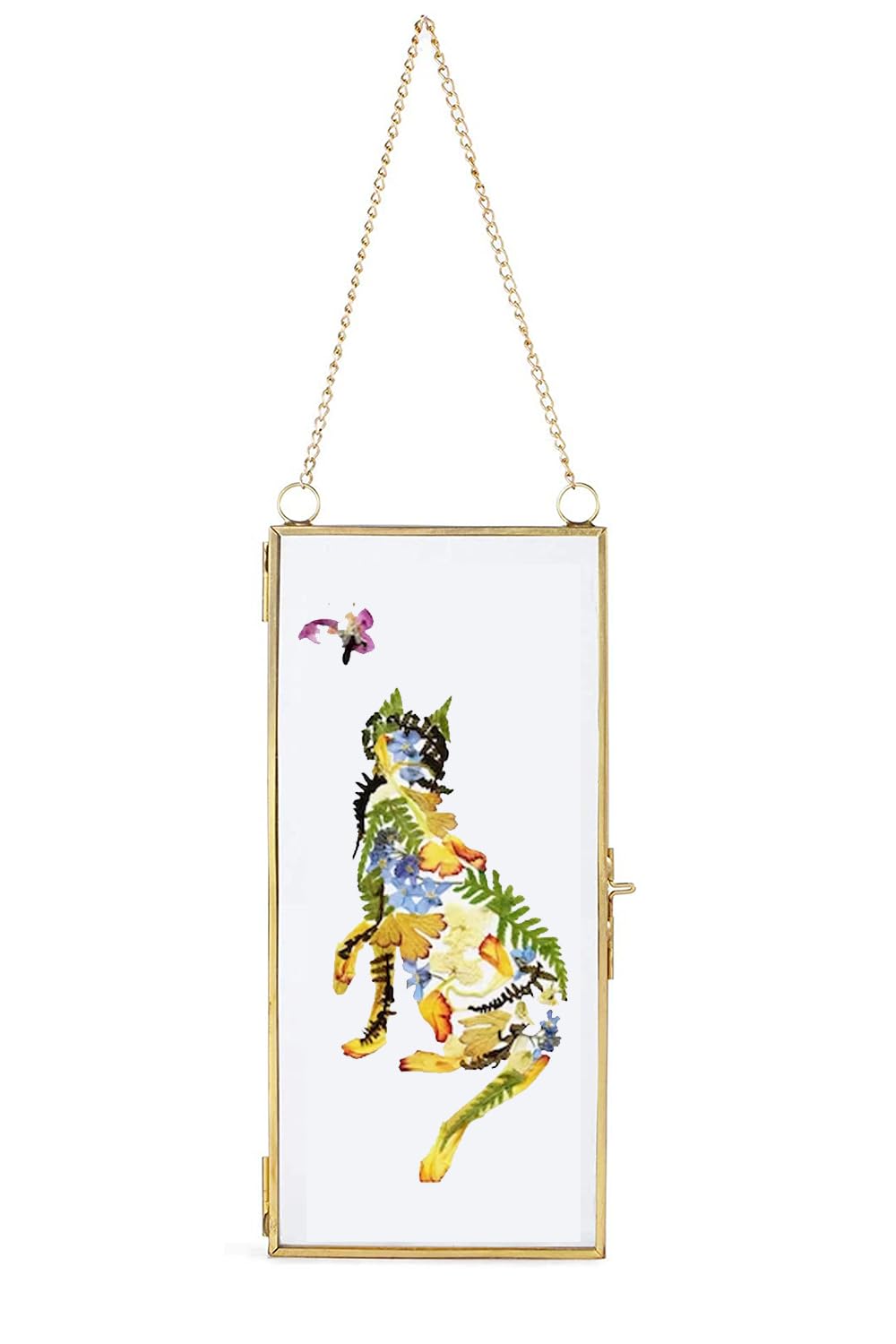 10 x 22cm Picture Frames Made of Copper Brass Hanging Floating Glass Photo Frame Gold Geometric Ornament Plant Specimen Clip Modern Vertical Decor Card Artwork Picture Display Holder，Glass Frame Only