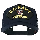 E4hats US Navy Veteran Military Patch Mesh Back Cap - Navy OSFM