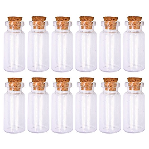LEFVTM 10ml Small Bottles Transparent Mini Glass Jars with Cork Stoppers Top - Message Weddings Wish Jewelry Pendant Charms Kit Party Favors - Pack of 24