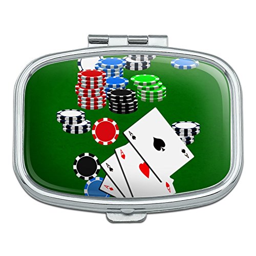 Poker ACES Cards Chips Gambling Rectangle Pill Case Trinket Gift Box