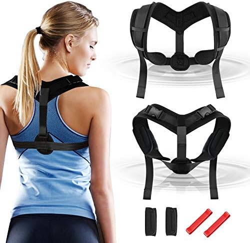 Posture Corrector for Women & Men, Monoki Adjustable Upper Back Brace Clavicle Support Posture Brace - Corrects Slouching Hunching Bad Posture - Neck Back Shoulder Kyphosis Pain Relief, Free Size