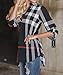 Womens Loose Chiffon Tartan Check Blouse Plaid V Neck Shirt Tops (S, Black)