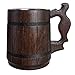 Handmade Beer Mug Natural Wood Stainless Steel Cup Gift Eco-Friendly 0.6L 20oz Classic Brown