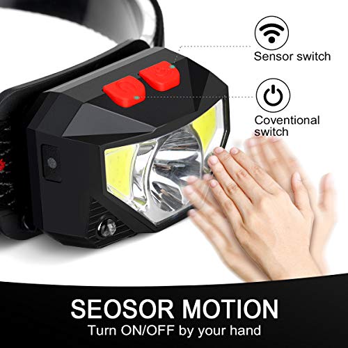 image for SGODDE 2 Pack Headlamp Flashlight, 800 Lumens USB Rechargeable Headlam
