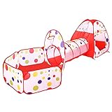 BATTOP Kids Play Tent Tunnel Set 3 in 1 Ball Pit Tent Indoor and Outdoor With Zippered Storage Bag (Blue)