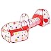 BATTOP Kids Play Tent Tunnel Set 3 in 1 Ball Pit Tent Indoor and Outdoor With Zippered Storage Bag ( Red )