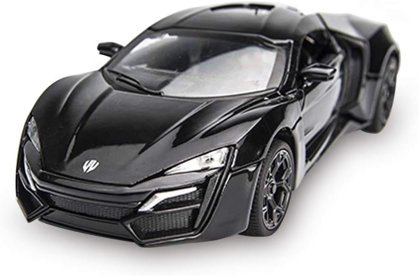 CLEVER BOYS 1:32 Diecast Vehicle Model Car Super Car Collectible Toys Pull Back with Sound Light Gifts for Kids Adult. (Black)