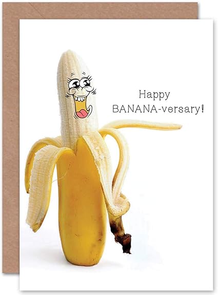 Amazon Com Wee Blue Coo Greeting Happy Anniversary Banana Funnyny Sealed Greeting Card Plus Envelope Blank Inside Home Kitchen